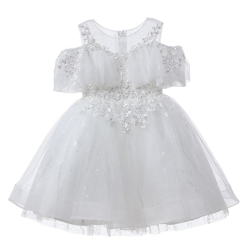 女童礼服公主裙生日花童白色婚纱儿童小女孩主持人钢琴演出服走秀