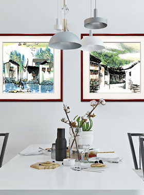 吴冠中水墨画客厅沙发背景墙装饰画新中式餐厅饭厅挂画卧室壁画