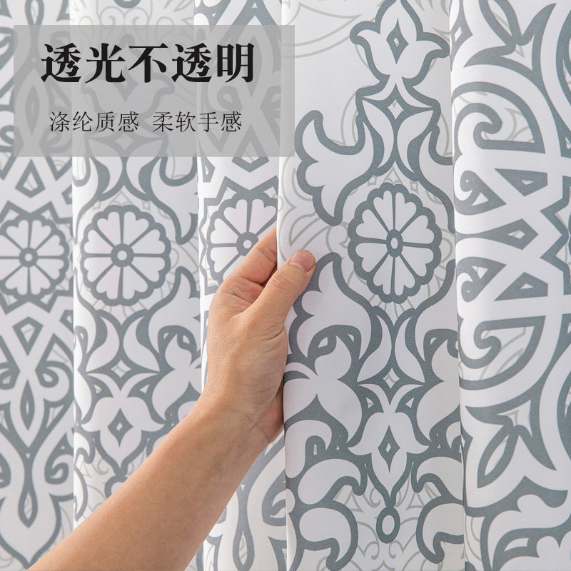 卫生间加厚保暖防水浴帘布浴室免打孔帘子套装洗澡挡水帘隔断拉帘