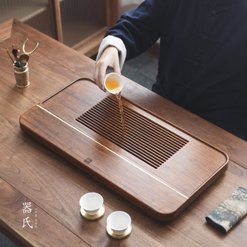 器氏 宽宏重竹茶盘家用日式储水托盘功夫茶具茶台简约排水式茶盘