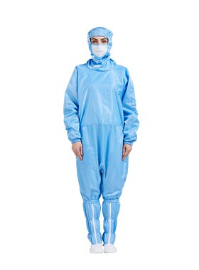蛙式防静电服网格无尘服裆拉连体胯下拉链洁净服天马工程洁净服