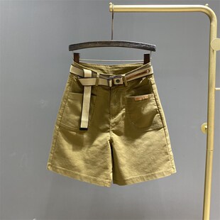 高腰弹力浅色牛仔短裤女夏天2024新款宽松休闲百搭A字阔腿五分裤