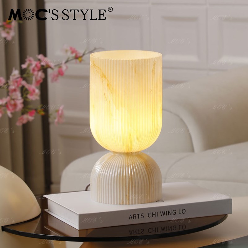 复古玻璃卧室床头柜台灯法式中古高级感奶油风书房装饰花瓶氛围灯