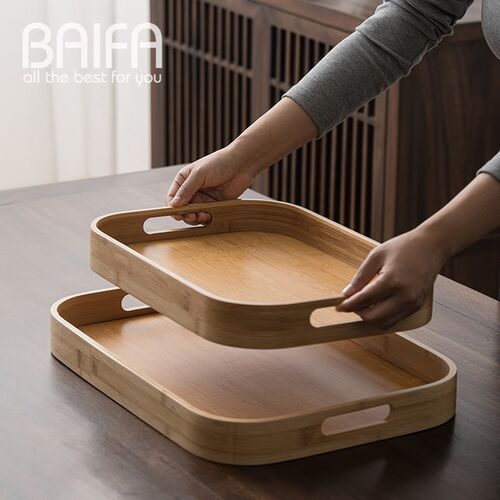 托盘家用长方形日式竹木茶盘蛋糕盘客厅茶几收纳零食水果盘面包盘