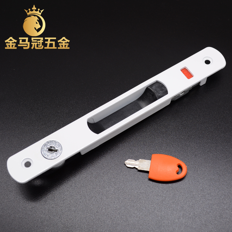 推拉门锁移门钩锁铝合金门锁单面锁玻璃阳台门条形勾锁隐型90钩锁