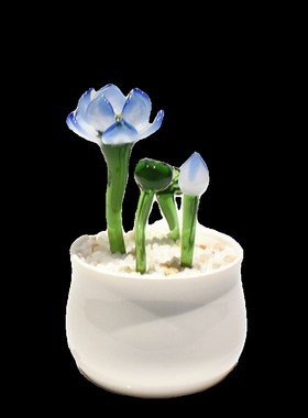 琉璃荷花小盆栽玻璃工艺品摆件创意家居饰品书桌面装饰品生日礼物