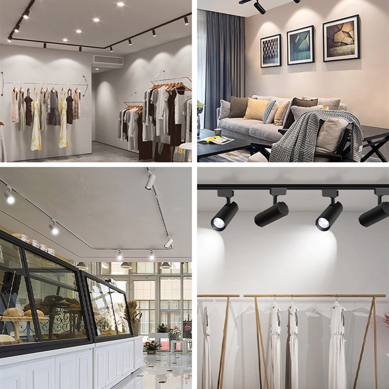 轨道灯服装店铺COB商用明装吸顶导轨式超亮聚光背景墙天花射灯led