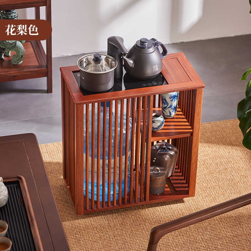移动茶柜小茶台沙发边柜整装茶水车实木简约泡茶台烧水壶一体茶几