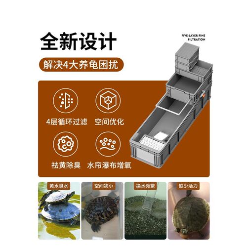 乌龟饲养缸龟箱养周转箱龟专用生态缸大型沼泽过滤箱鱼龟箱混养
