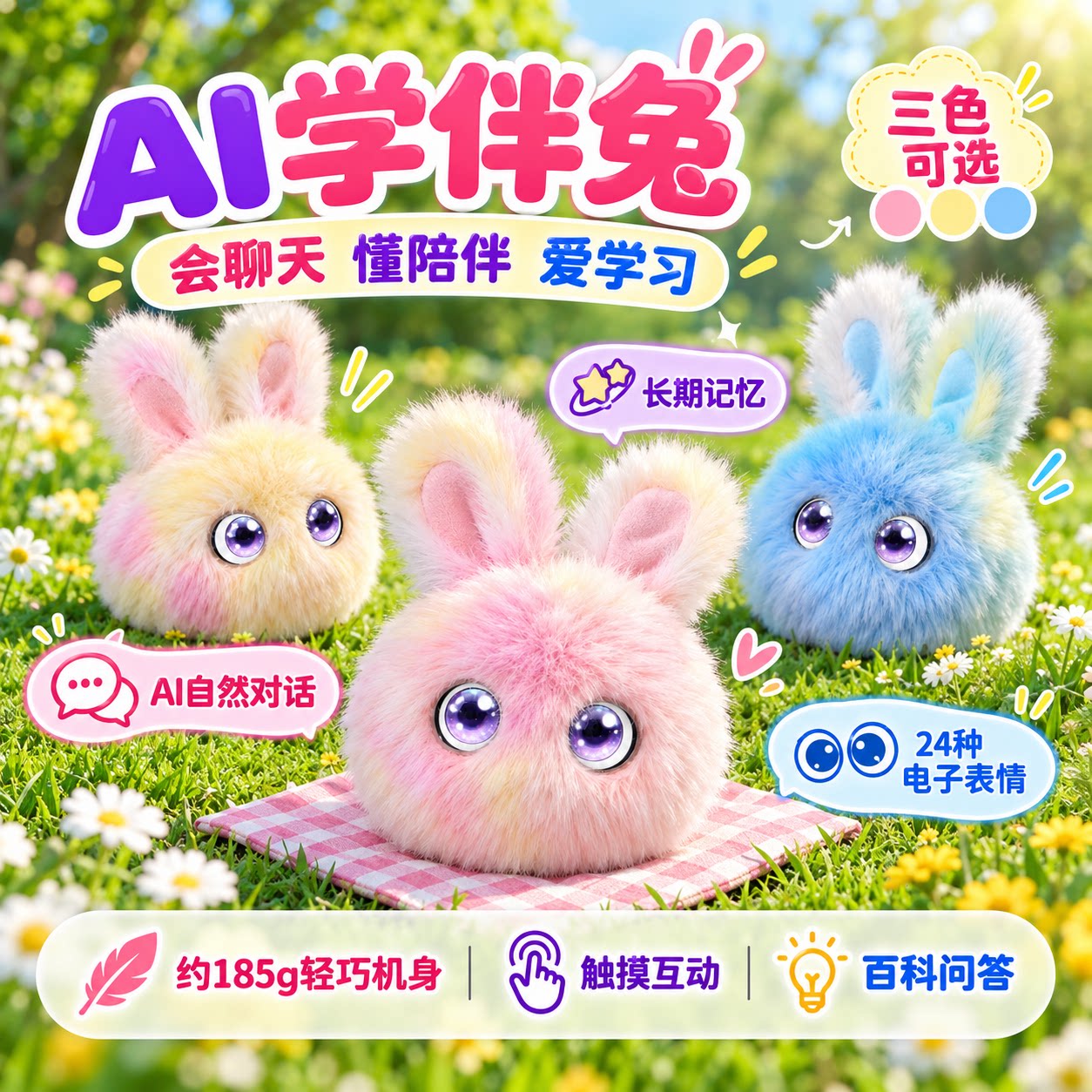 ai学伴兔智能机器人芙儿童陪伴崽豆包对话迷你电宠物毛绒玩具男女