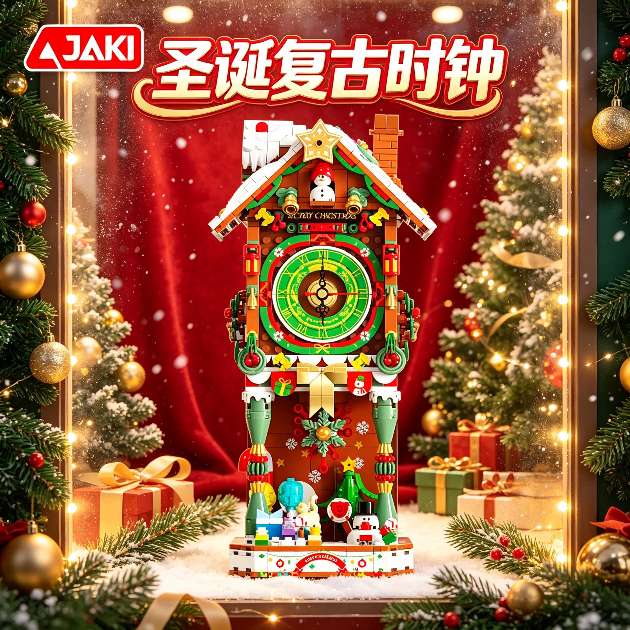 圣诞复古时钟客厅摆件2026新款