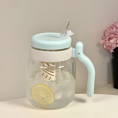 玻璃杯女生茶水分离茶杯大容量水杯高颜值吸管杯子办公室耐高温