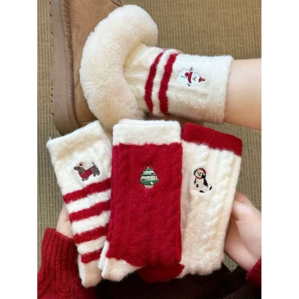 圣诞袜子女秋冬季加厚保暖本命年毛绒棉袜马年新年礼物冬天睡眠袜,女士内衣/男士内衣/家居服,船袜,淘宝优惠券,粉丝福利购,淘宝优惠卷