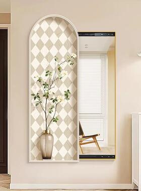 奶油风可关闭23458推拉全身饰画客厅关隐藏镜式玄装穿衣镜挂画卧