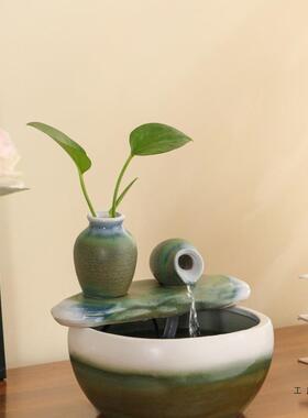 来运转F9867T6J风水球水招流财摆件循时环水喷客厅茶台桌面鱼缸泉