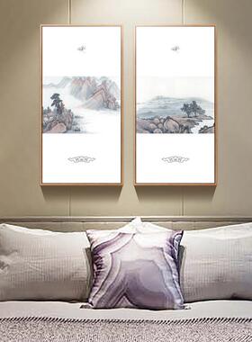 式中式水墨画PXL-028客厅装饰画新中三联画书中房挂画山国水画
