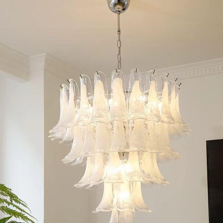 法轻奢中式古云雾玻璃吊餐灯美师式复古客厅厅设计款马蹄水晶555