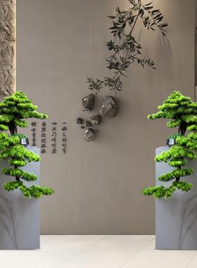 面仿真2024030迎松盆景摆件新中式客客厅茶室几禅意办公玄关桌造
