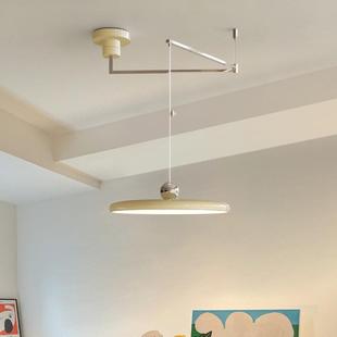 DD6010奶风摇臂厅吊灯全餐光谱led复古飞碟餐吧桌创意可油移动台