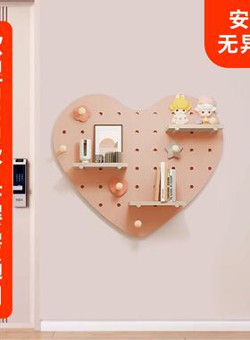 实木洞洞板置物架免配儿饰童房打件孔装造型墙上展示架挂衣95724