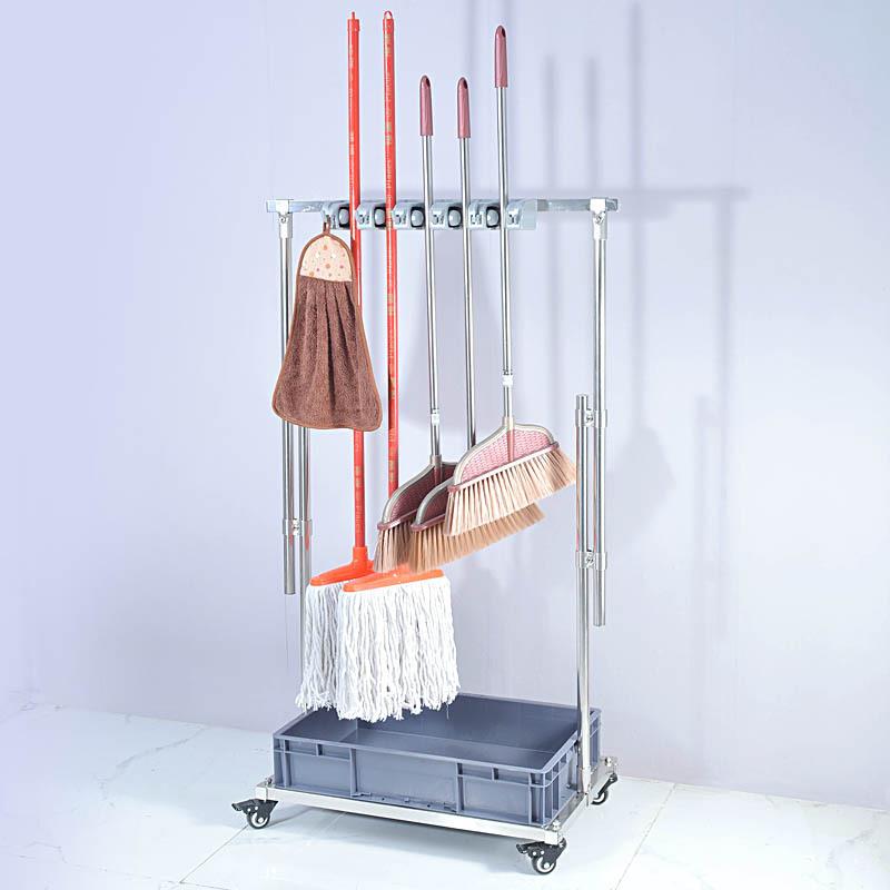 落伸缩调高度不节锈钢移动拖把架清YQ-803洁具收纳墩布挂架可工改