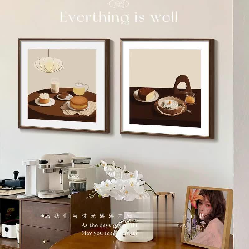 美拉德复画古餐厅组合装饰客画中古风小众艺餐边柜JZ202312挂术厅