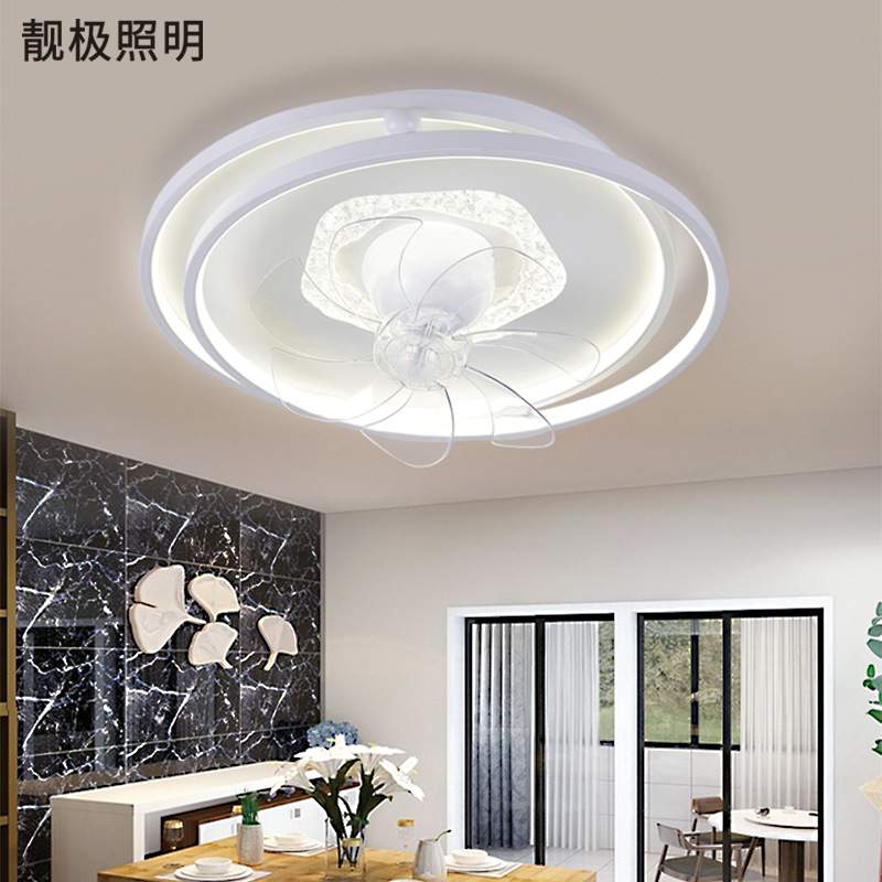 卧室风扇灯吸顶灯现代简约隐形餐厅灯家用摇头2025新款静音风扇灯