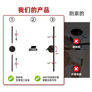 触 272内灯免线卧室线壁灯可旋布转插拔条d式 亚马逊新款 充电壁BA