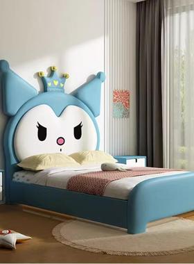 儿童床女孩梦幻公主床实木单人卡通创意女米童粉色小卧A3408101奢