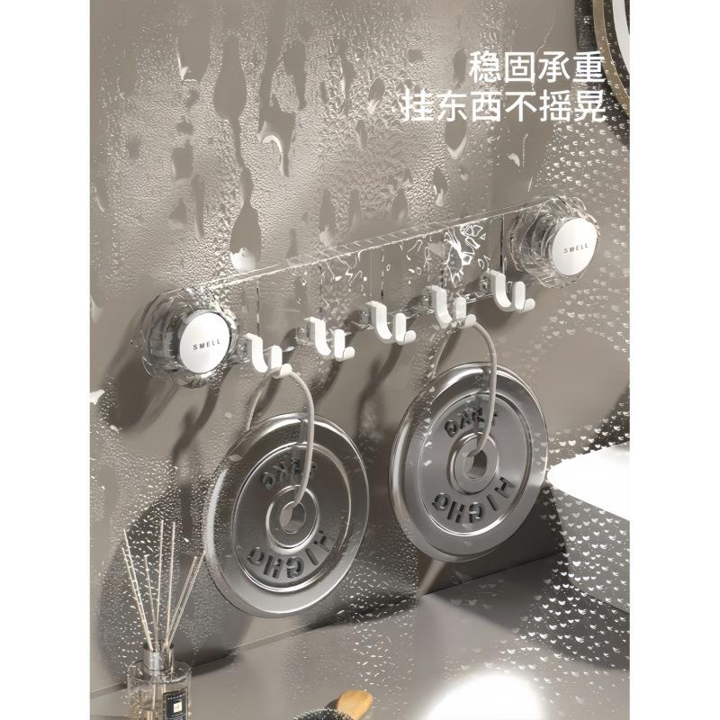 新品轻奢吸转盘挂钩浴卫生间免N8fD88hD打孔旋超强承重毛巾.一排