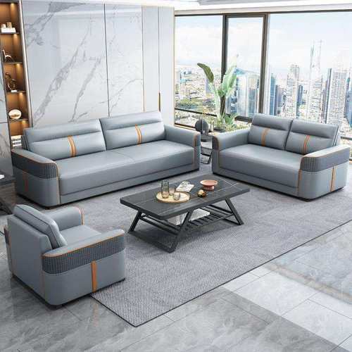 办公发商务接待现代10065474简会客沙休人闲三位办公室皮沙发茶几