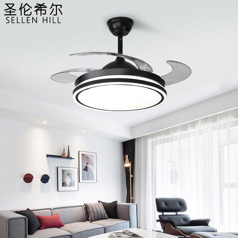 厅隐形风扇灯516家一体现代简用卧室客厅餐轻奢吊约扇灯电风扇吊