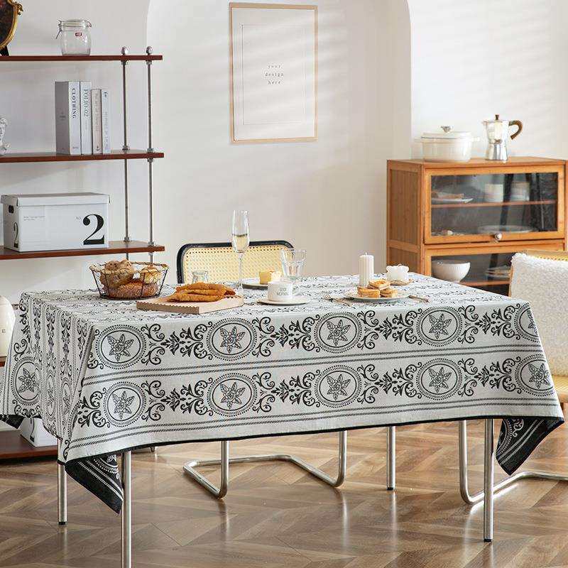 浮雕列系双面提花棉布餐43576桌美式用轻奢风格布客家厅茶几桌布