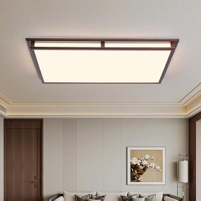 大木新11241中式客厅长方形吸顶实灯现代气中国胡桃木色卧室风灯