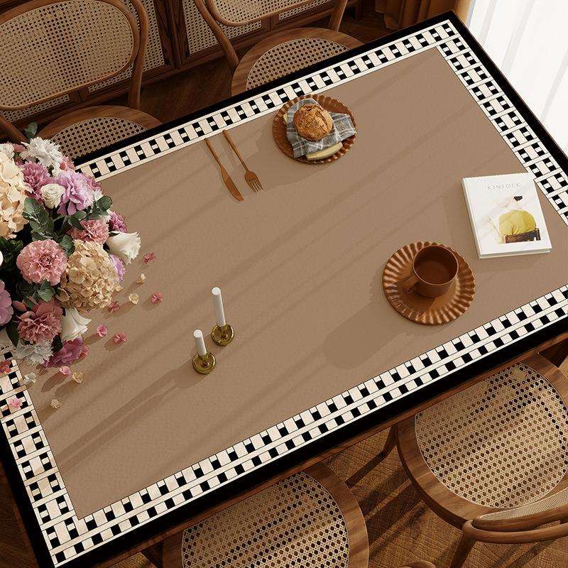 式古防水防油美免餐桌垫碗筷隔热防烫桌4.10-L-2垫家用长复条皮革