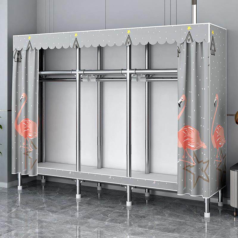 简易柜衣家用卧实室组装布衣柜全钢架加出ACM粗加厚结耐用租房衣