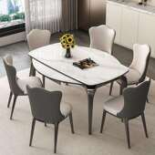 可伸缩超晶石餐1005568桌现代简约轻奢用小户型可缩理大石家餐桌