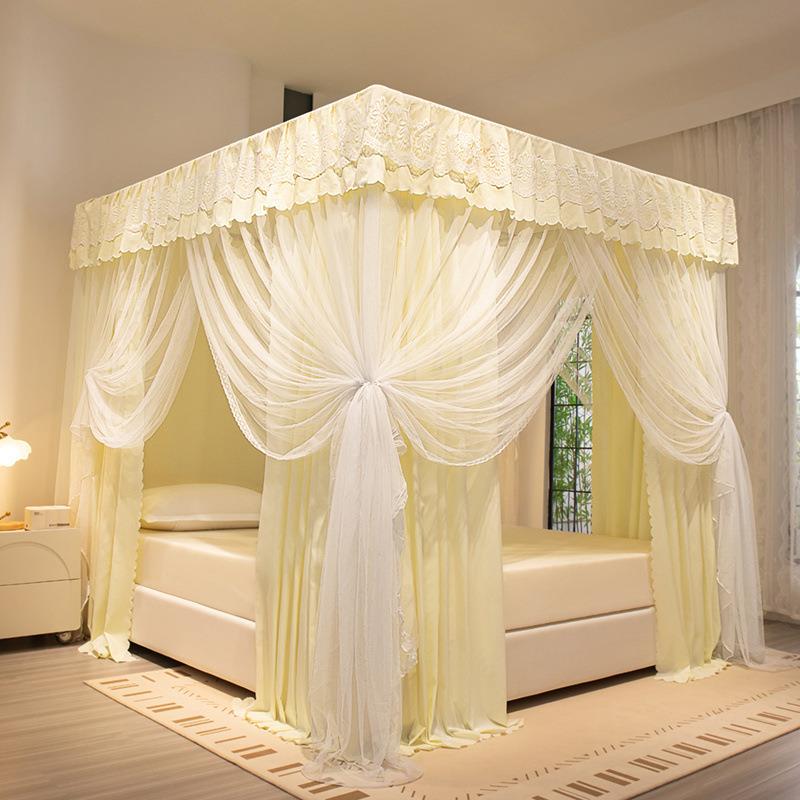 公主帘风幔纱家用卧室挡风封闭式遮床加厚床光三开门AL102027蚊帐
