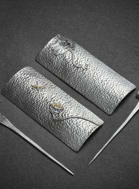 锡手工茶则锤纹纯勺茶枕茶铲茶道六君子套装配件78692目茶荷茶拨