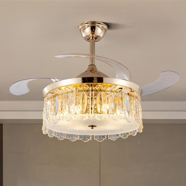 客厅灯轻奢吊灯法式复古玻代璃卧璃现室灯后简约网红玻餐厅2风扇