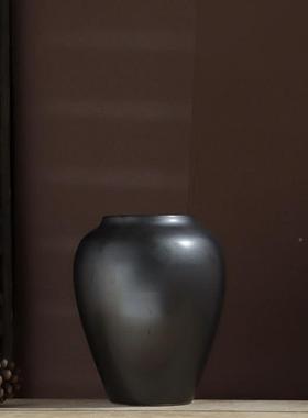 德瓷镇新中式台F97MMH9M面陶景花器黑色陶瓷花瓶家居装饰品花瓶摆