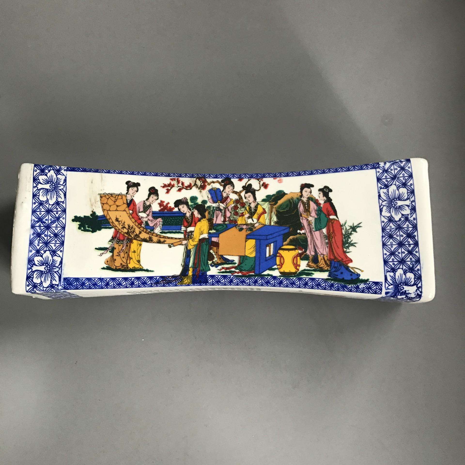 FWJ枕仿古瓷器工艺藏品唐三彩大号瓷手枕睡枕头脉枕古玩收道具