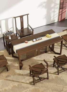 茶松台茶桌一体桌家用喝现代茶桌椅合榫卯进口木组SM19507茶桌子