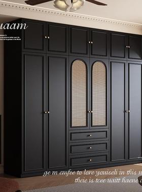 古风中黑色QQY典衣柜家用卧室小橱户型暗黑系美式经复古成品大衣