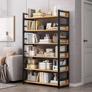 铁艺书用架AAS置物架落地家简收纳货易架层多钢木书柜客厅展示储