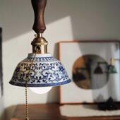 中式 饰陶瓷灯 简青约台花瓷吊灯茶室餐厅客厅阳台吧床头吊D444装