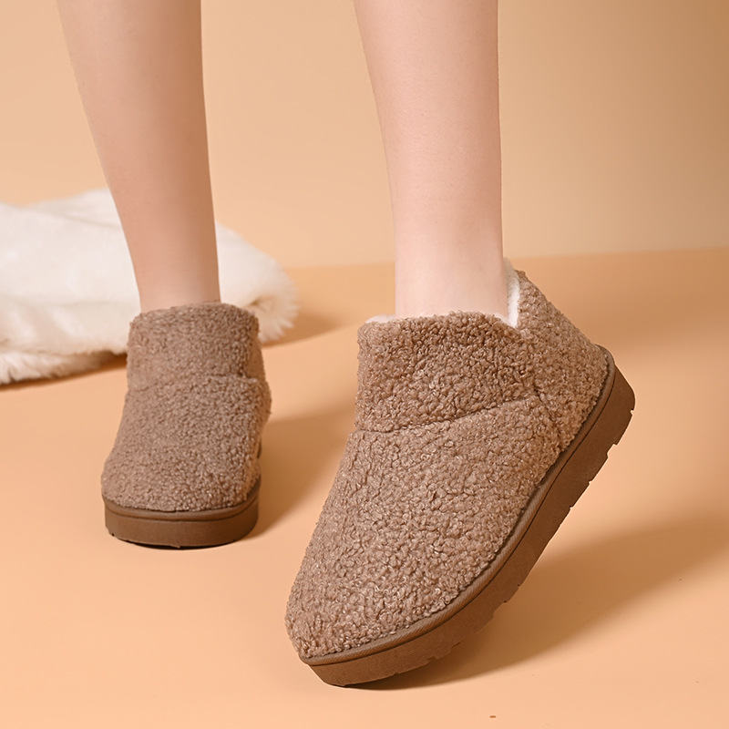 棉鞋女士秋冬学生保暖加绒毛毛韩版低帮平底懒人豆豆鞋防滑一脚蹬