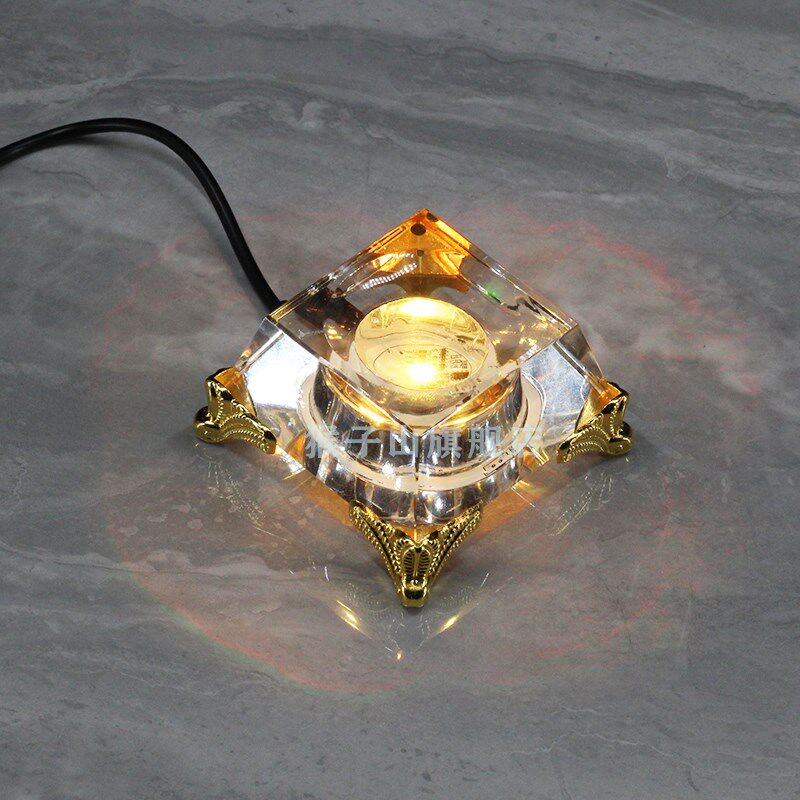 发光底座插电充电白黄光七彩变色定色客厅书房摆放黄水晶球托凹面