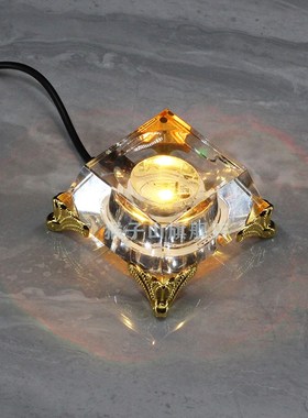 发光底座插电充电白黄光七彩变色定色客厅书房摆放黄水晶球托凹面