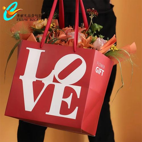 正方形花束网红手提袋礼品手拎袋礼物花艺插花方形包装袋子不含花